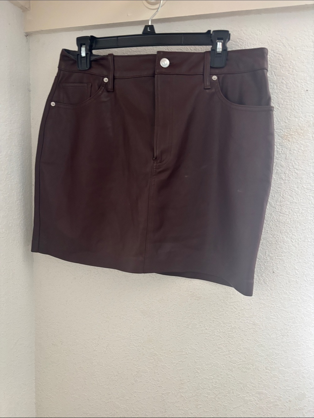 Express Dark Brown Faux Leather Mini Skirt